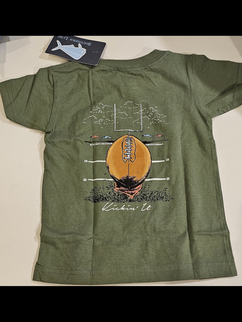Kids' Olive Green Football Graphic Tee - Southern Lure